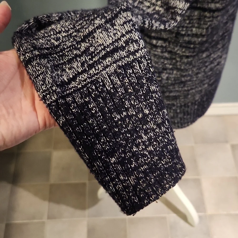 JCrew CottonWool Blend Heathered Navy Blue TurtleNeck Sweater Vintage Y2K Chunky